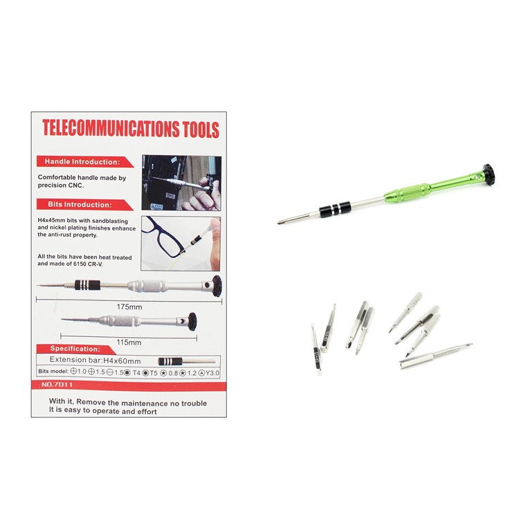 10-in-1 Professional Non-slip Handle with Pentagon Philips Slotted Torx Screwdriver Bits - Green-17