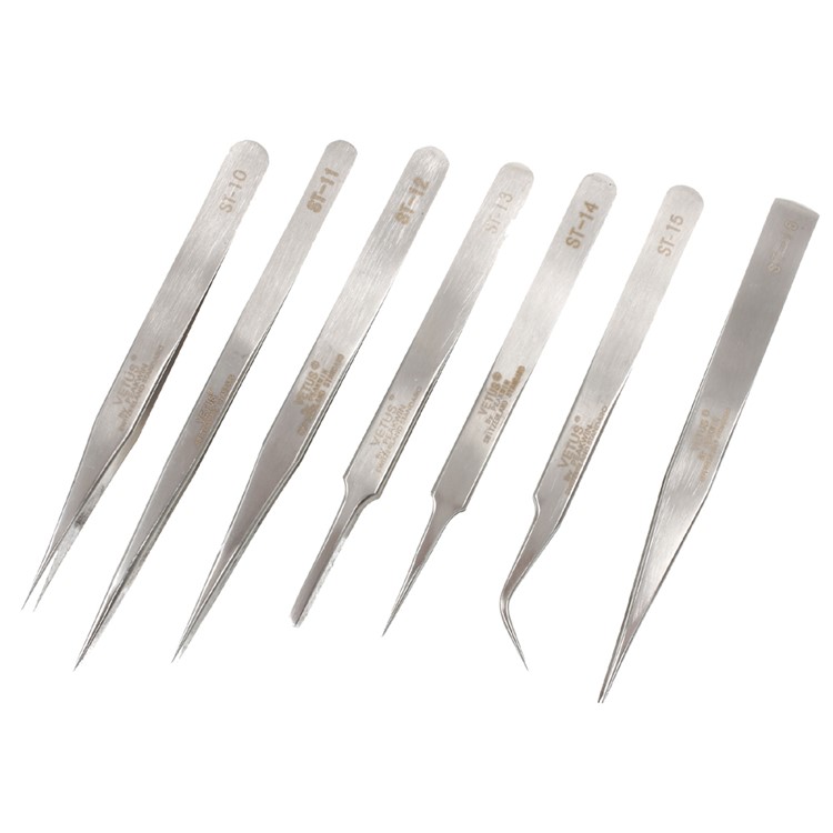 Vetus 7 em 1 de Alta Resistência Aço Inoxidável Precision Tweezers Conjunto