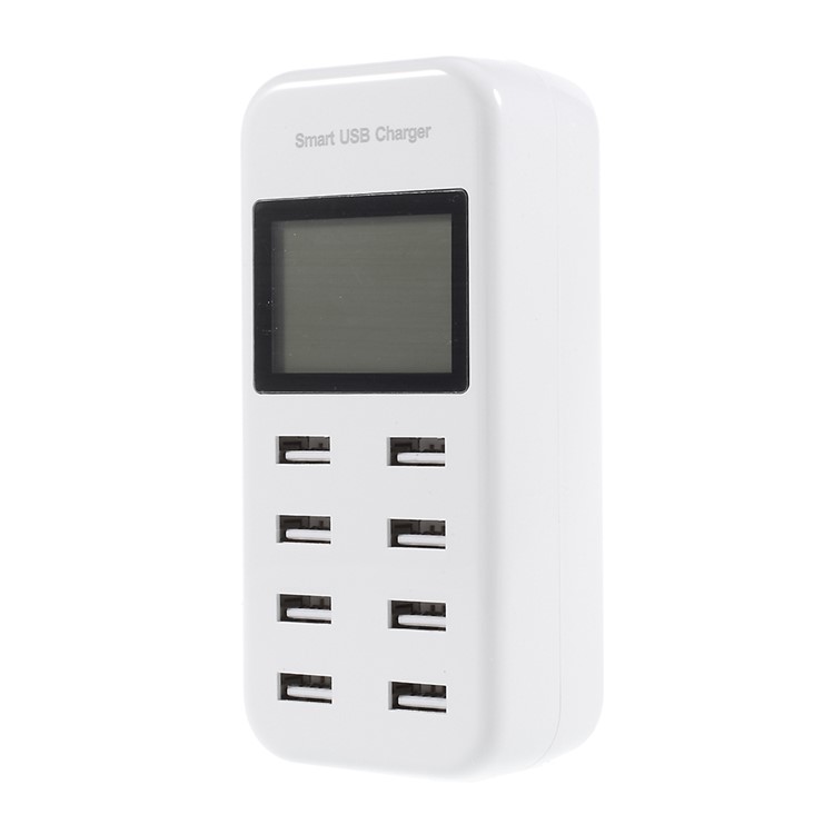 8-Port 8A Smart USB Charger with LCD Display for Mobile Phone and Tablet - US Plug / White-3