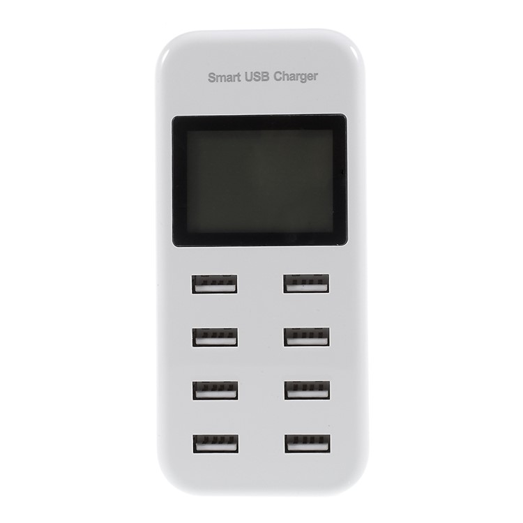 8-Port 8A Smart USB Charger with LCD Display for Mobile Phone and Tablet - US Plug / White-4