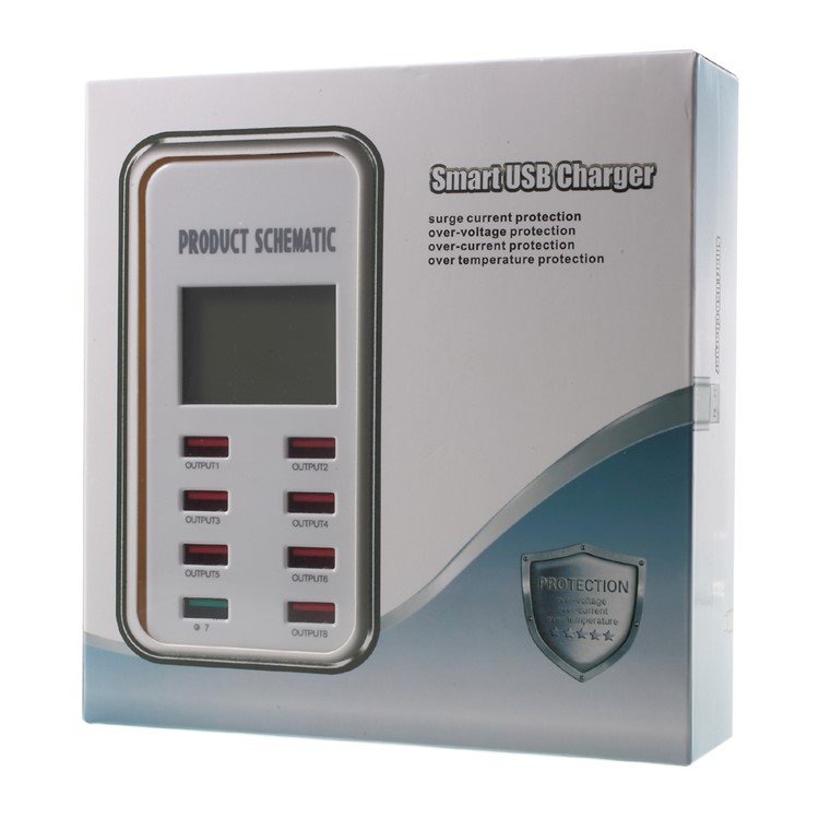 A8 35W Quick Charge QC3.0 8 USB Ports Smart USB Charger with Display Screen for Phones Tablets - EU Plug-8