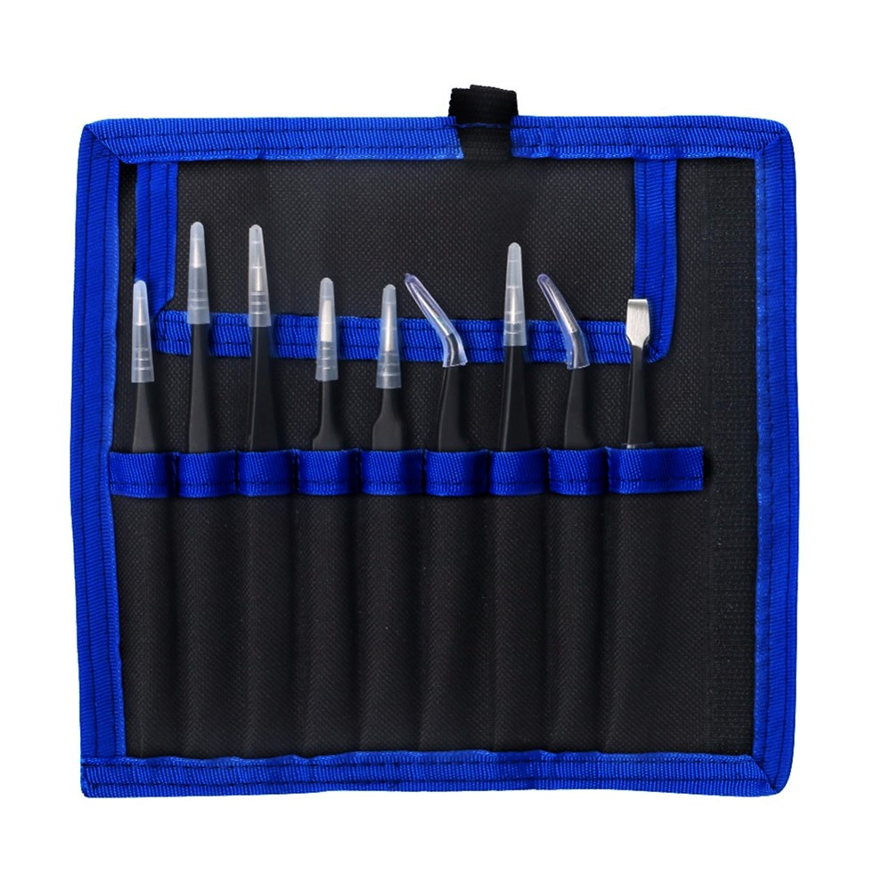 JF-8142 Portátil Profissional 9-In-1 Tweezers Anti-estáticos Conjunto De Kit