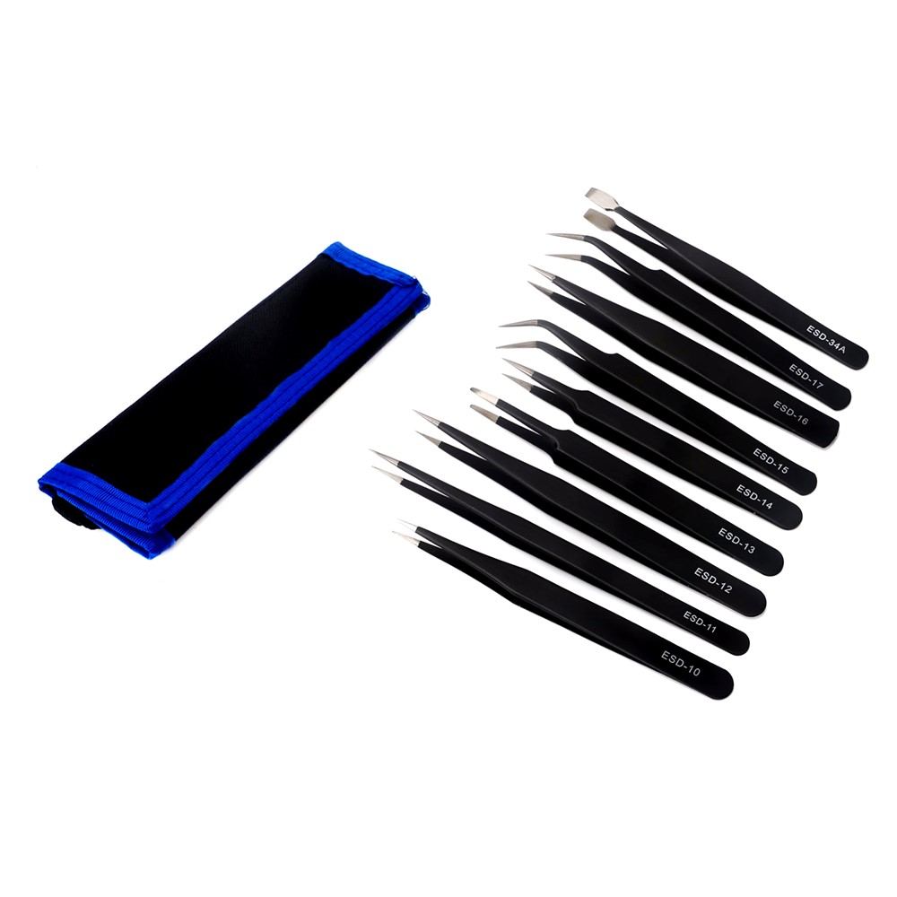 JF-8142 Portable Professional 9-in-1 Anti-static Tweezers Set Kit-2