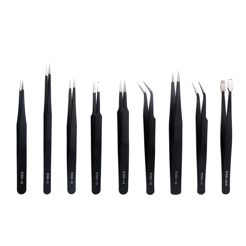 JF-8142 Portable Professional 9-in-1 Anti-static Tweezers Set Kit-3
