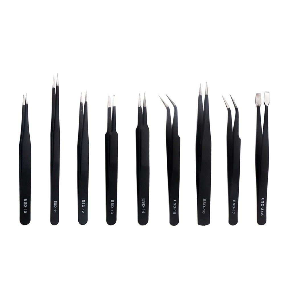 JF-8142 Portátil Profissional 9-In-1 Tweezers Anti-estáticos Conjunto De Kit