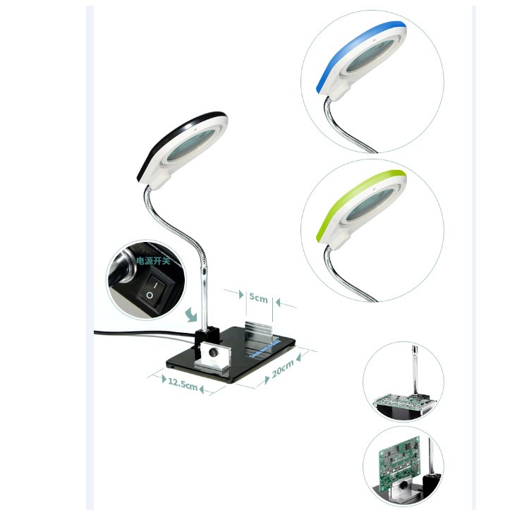 YIHUA 628A 10X Adjustable LED Light Welding Magnifier Desktop Stand - AC 110V / CN Standard Plug-6