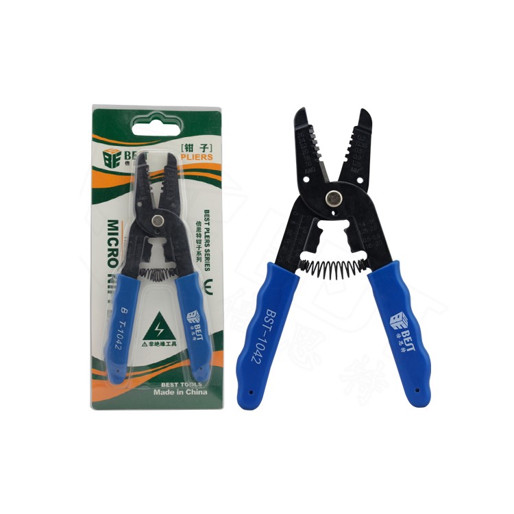 BEST BST-1042 Professional Wire Stripper Pliers Crimper Cable Stripping Crimping Cutter Hand Tool-1