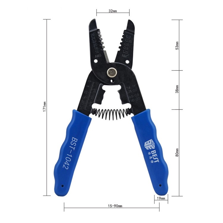 BEST BST-1042 Professional Wire Stripper Pliers Crimper Cable Stripping Crimping Cutter Hand Tool-2