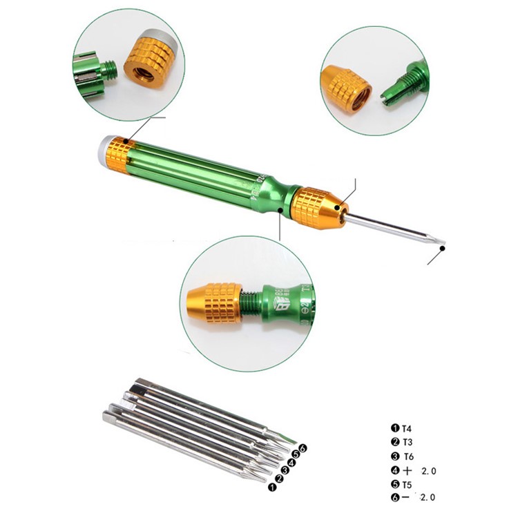 BEST BST-889A 6-in-1 Precision Screwdriver Disassembly Repair Tool Set for Samsung Huawei Xiaomi Etc.-4