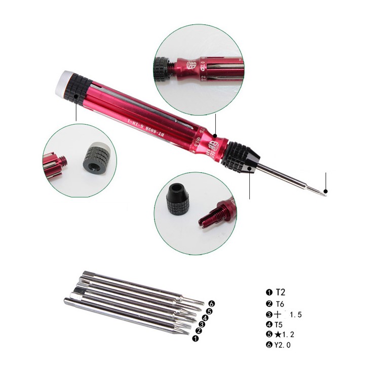 BEST BST-889B 6-in-1 Non-slip Handle Screwdriver Disassembly Repair Tool Set for Samsung Huawei Xiaomi Etc.-4