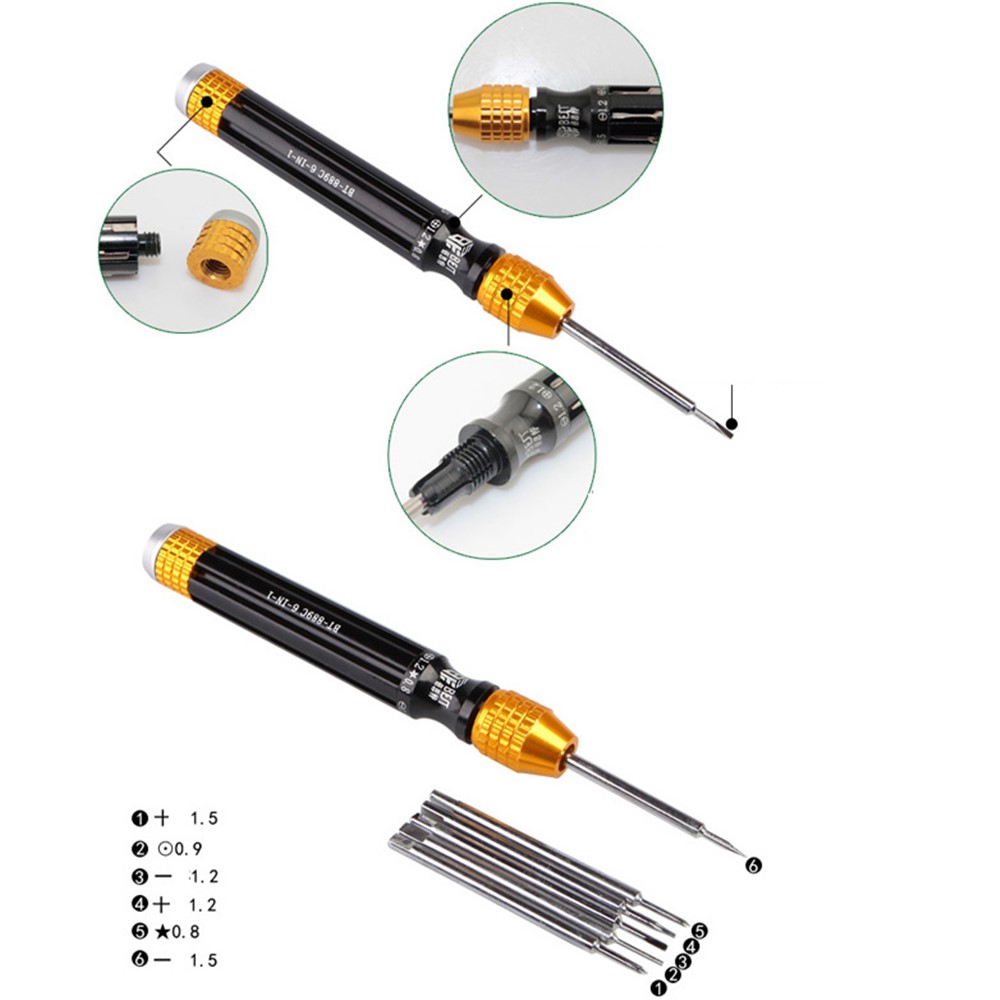 BEST BST-889C 6-in-1 Professional Precise Screwdriver Set Multi-functional Repair Tools Kit for Samsung Huawei Xiaomi Etc.-5