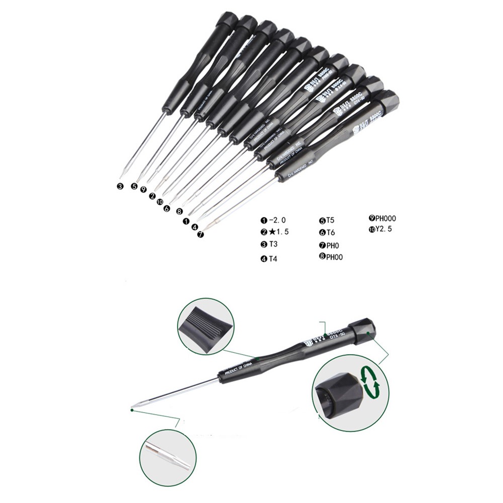 BEST BST-8800C 10-in-1 Anti-slip Professional Screwdriver Disassemble Opening Repair Tool Kit-7