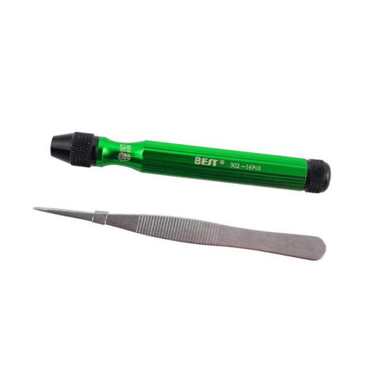 BEST BST-302 14-in-1 Precision Screwdriver Tweezers Pry Repair Tool Kit-2