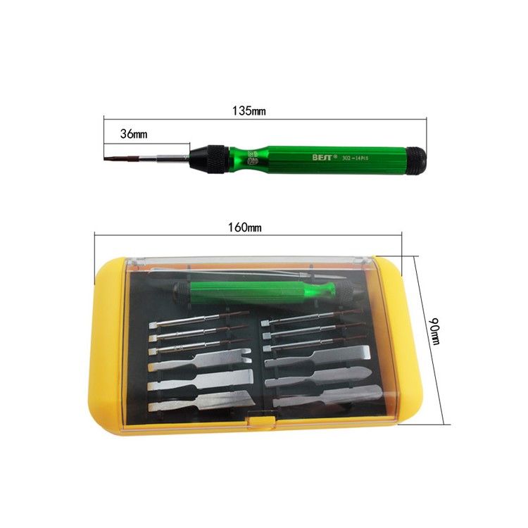 BEST BST-302 14-in-1 Precision Screwdriver Tweezers Pry Repair Tool Kit-5
