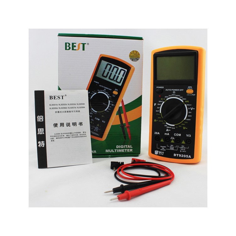 BEST BST-9205A LCD Digital Multimeter Handheld Measure Device - Black + Orange-4