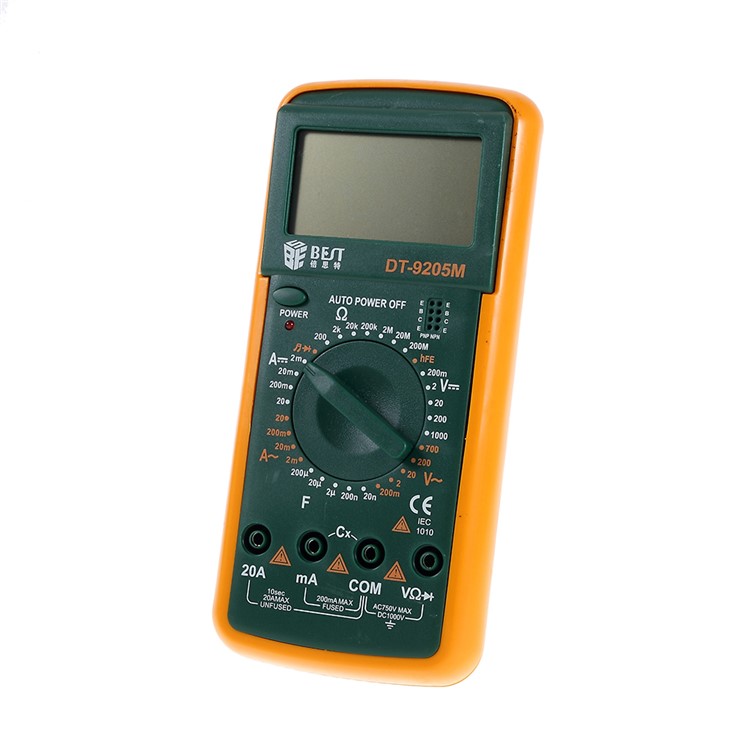 BEST BST-9205A LCD Digital Multimeter Handheld Measure Device - Green/Orange-1