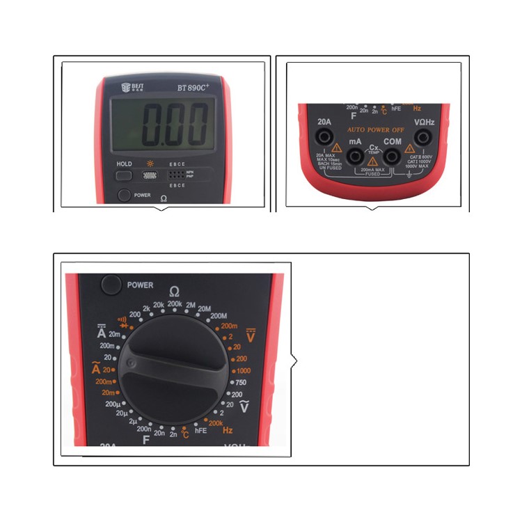 BEST BST-890C+ Modern Digital Multimeter AC/DC Voltage Current Resistance Diode Tester with Large LCD Screen-3