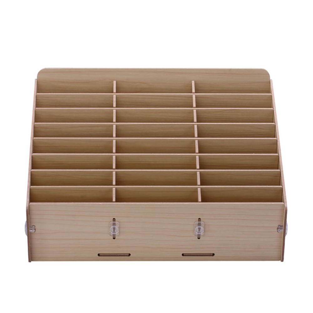 BG6039 Wooden 24-Grid Desktop Organizer Caixa de Armazenamento Multifuncional - Damasco