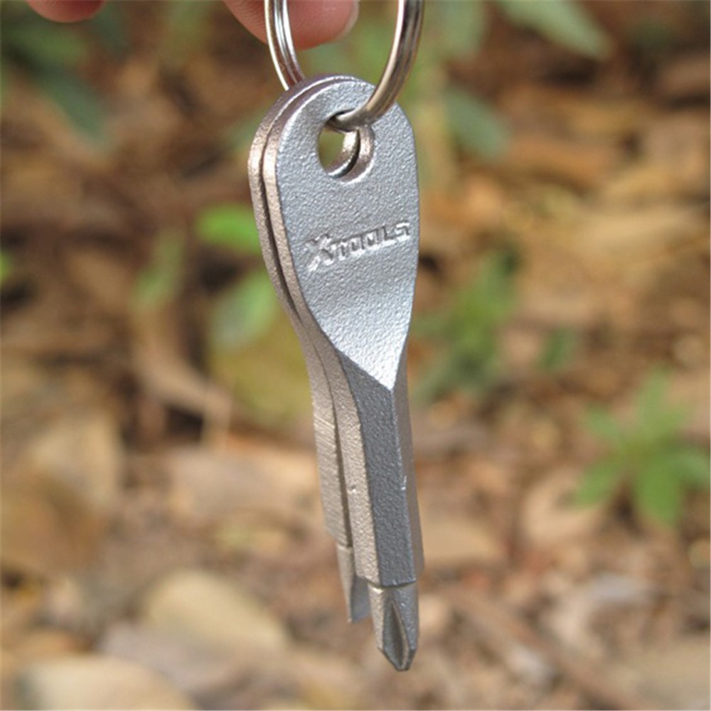 XTOOLS Key Style EDC Stainless Steel Slotted and Phillips 2 Screwdrivers Tool Set with Key Ring-2