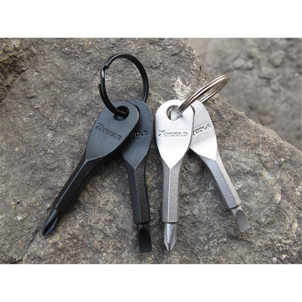 XTOOLS Key Style EDC Stainless Steel Slotted and Phillips 2 Screwdrivers Tool Set with Key Ring-4