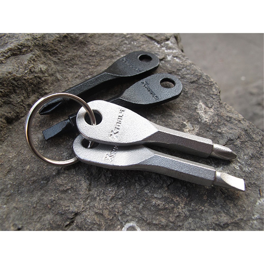 XTOOLS Key Style EDC Stainless Steel Slotted and Phillips 2 Screwdrivers Tool Set with Key Ring-5