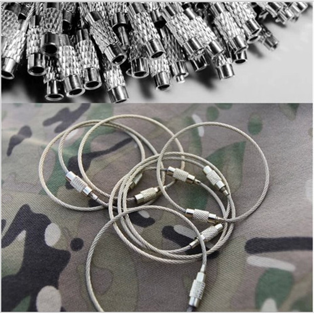10Pcs/Set AOTU Stainless Steel EDC Keychain Split Cable Key Ring Cable Loops-1