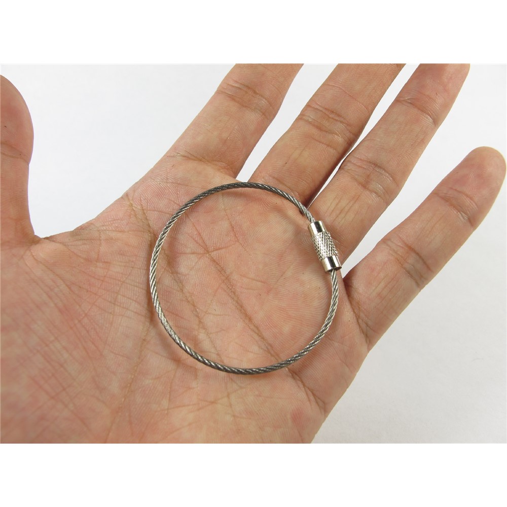 10Pcs/Set AOTU Stainless Steel EDC Keychain Split Cable Key Ring Cable Loops-2