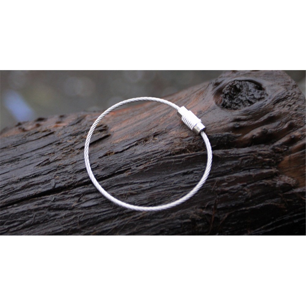 10Pcs/Set AOTU Stainless Steel EDC Keychain Split Cable Key Ring Cable Loops-3