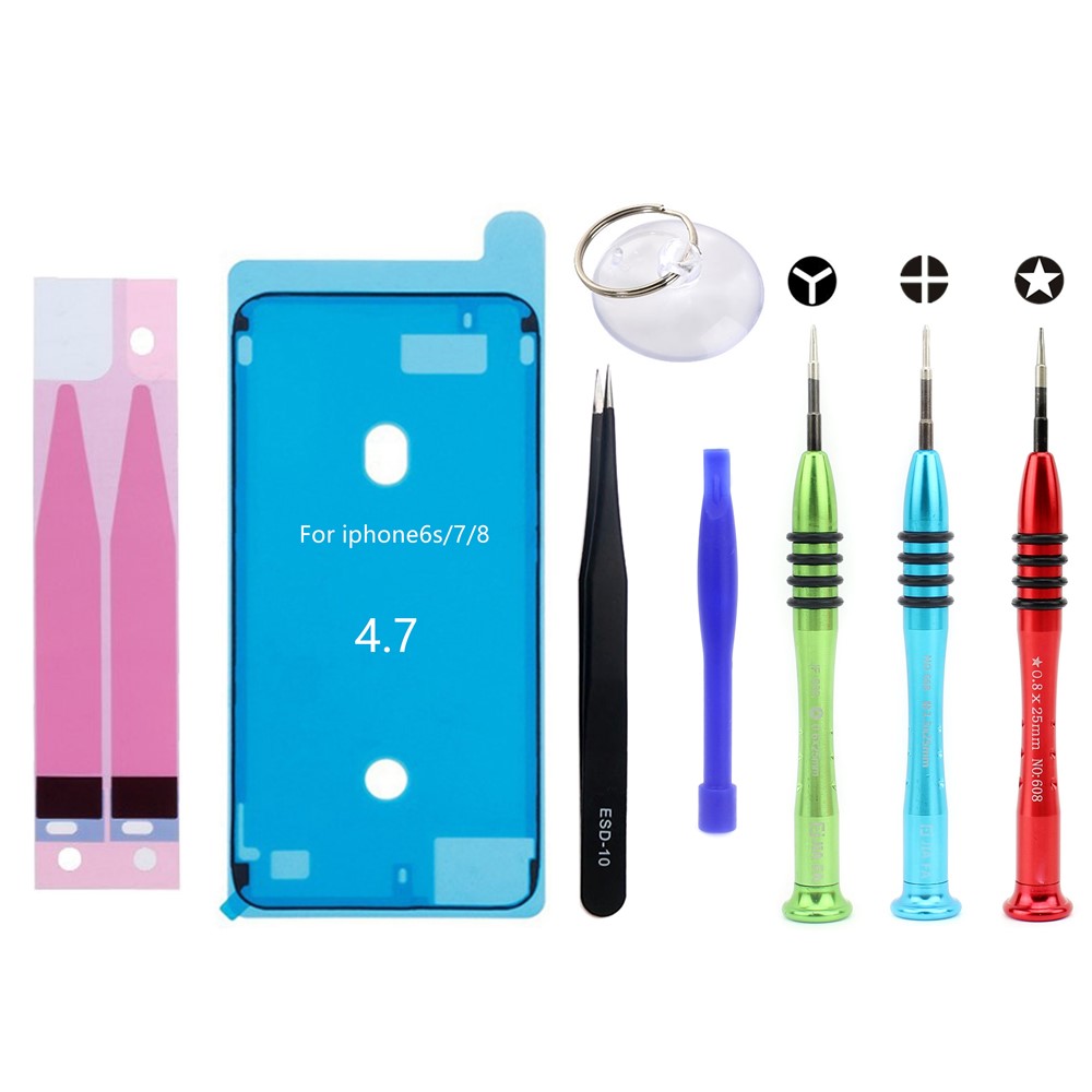 JF-8164 8-in-1 Battery Adhesive Sticker + Waterproof Adhesive Sticker Screwdriver Repair Tool Kit for iPhone 6s/7/8 4.7 Battery-1
