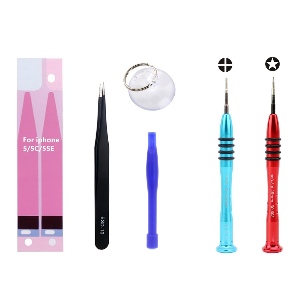 JF-8165 6-in-1 Battery Adhesive Sticker Screwdriver Repair Tool Set for iPhone 5 / 5c / SE-1