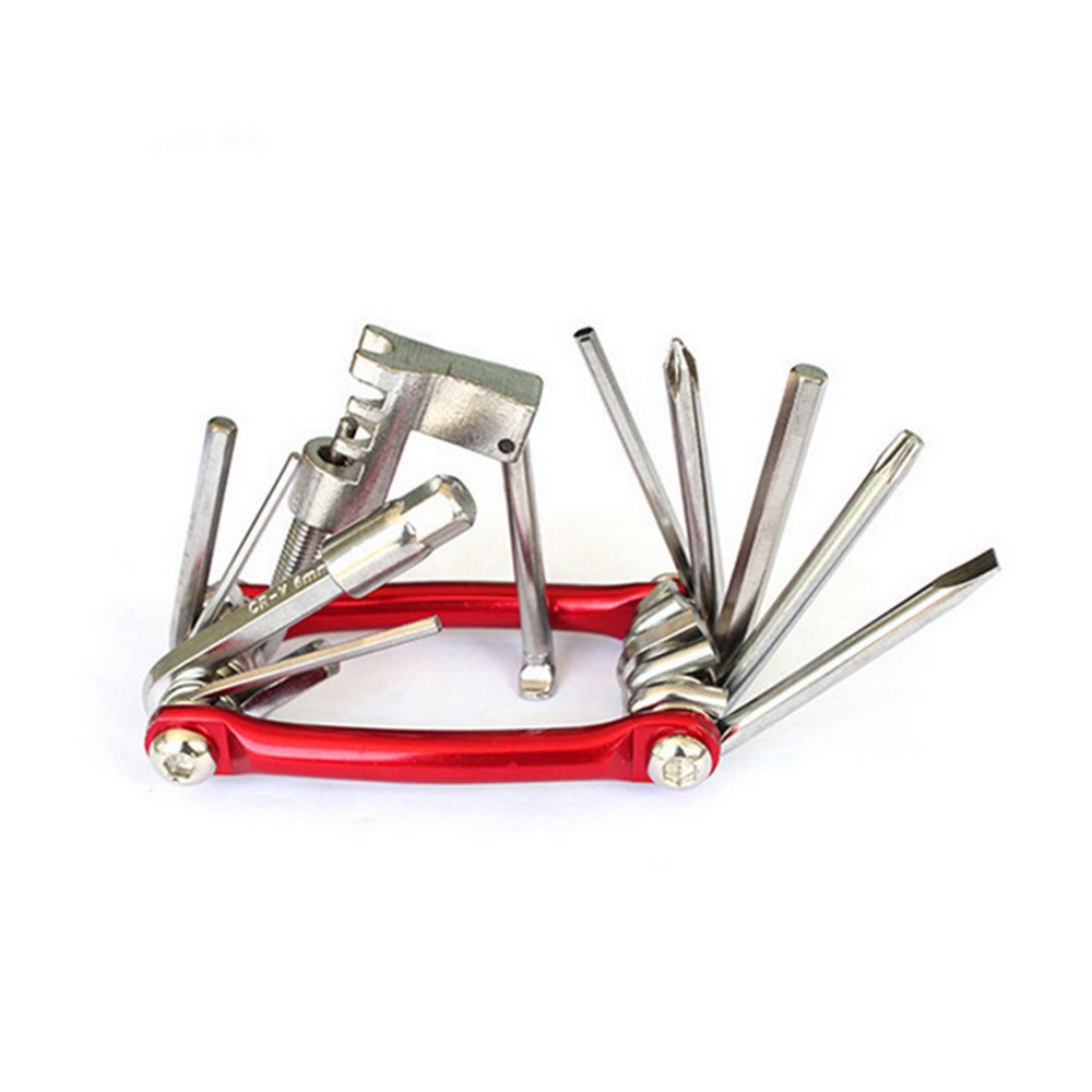 AOTU Portable Folding 11-in-1 Multi-tool Bicycle Repair Tool - Red-2