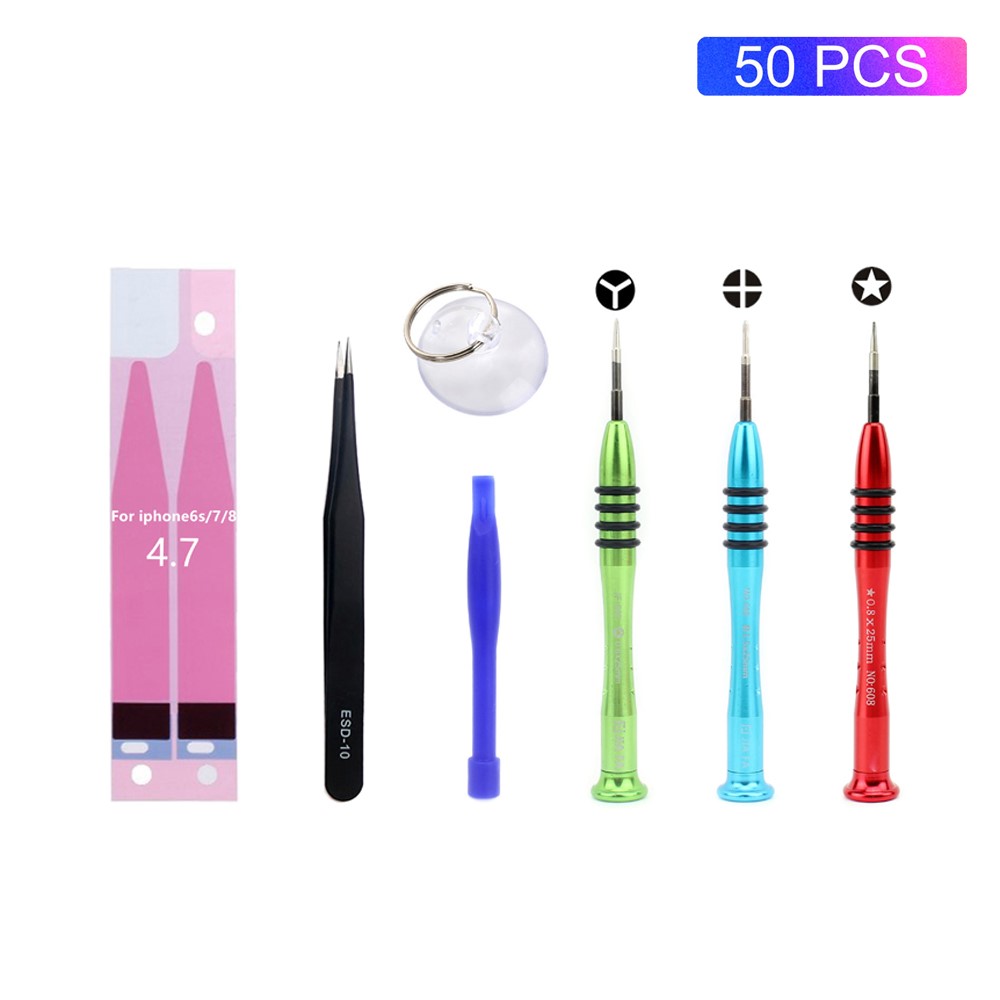 50PCS/Lot JF-8163 7-in-1 Battery Adhesive Sticker Screwdriver Repair Tool Set for iPhone 8/7/6s/6-1