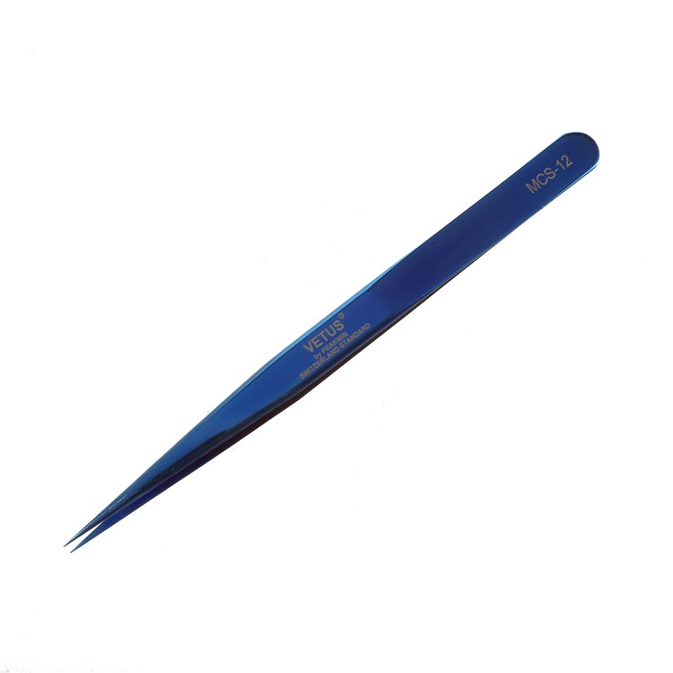 Straight Tip - VETUS MCS-12 High Precision Stainless Steel Professional Tweezers-2