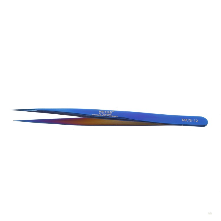 Straight Tip - VETUS MCS-12 High Precision Stainless Steel Professional Tweezers-4