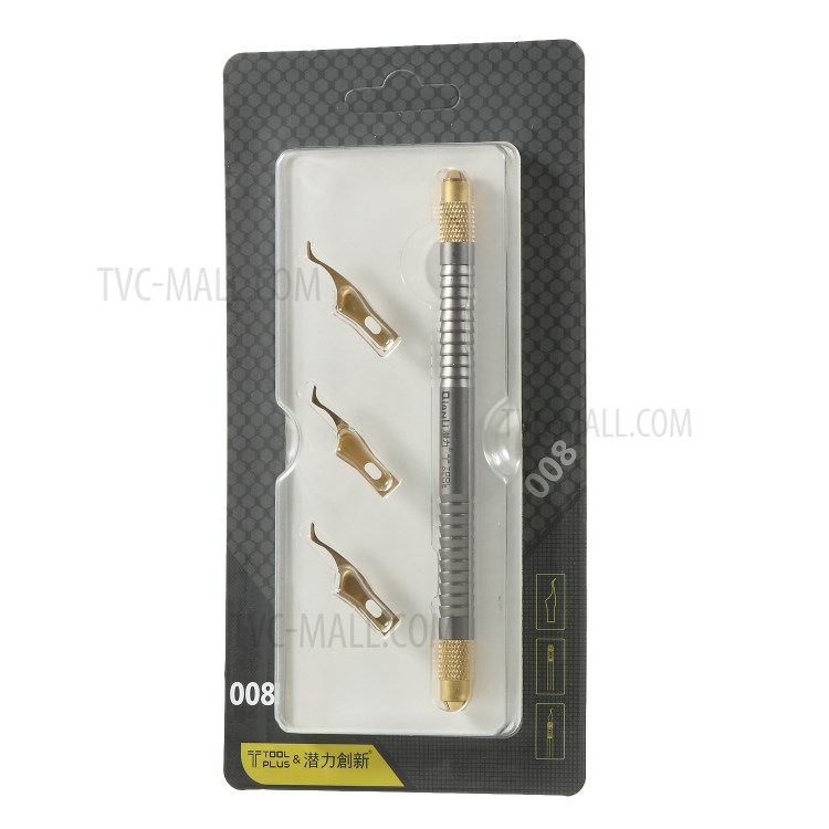 QIANLI 007 Professional Dual-end Metal Bar + 3 Ultra Slim Replacement Pry Heads-10