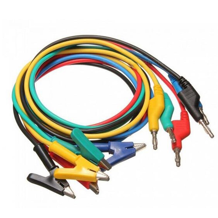 5Pcs/Set Double-Headed Alligator Clip Wire Test Line High-Voltage Silicone Leads 1m-1