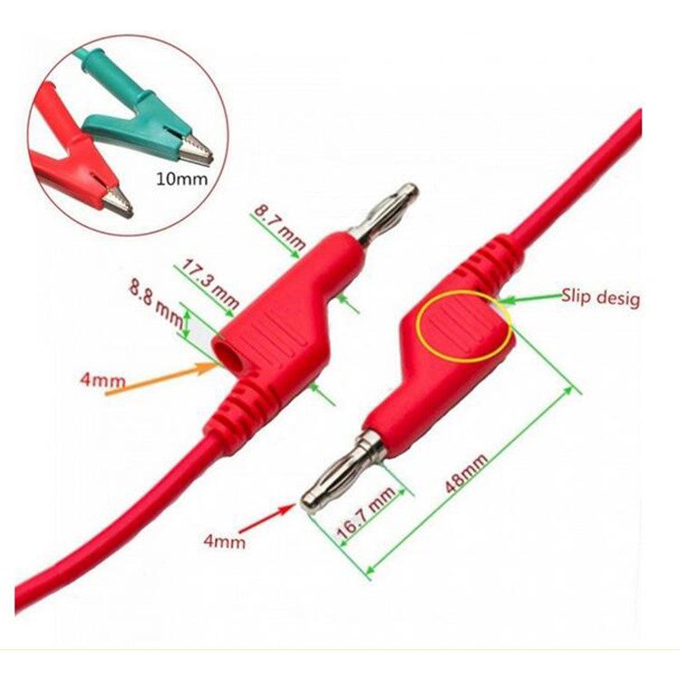 5Pcs/Set Double-Headed Alligator Clip Wire Test Line High-Voltage Silicone Leads 1m-5