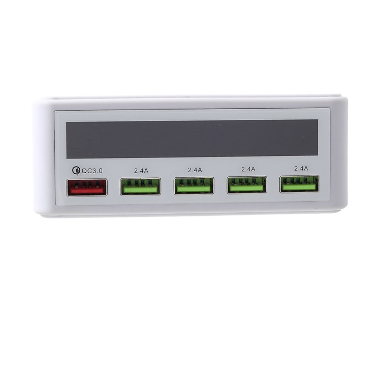 Qualcomm Quick Charge 3.0 Multiple USB Charger with Smart LCD Display - White / US Plug-4