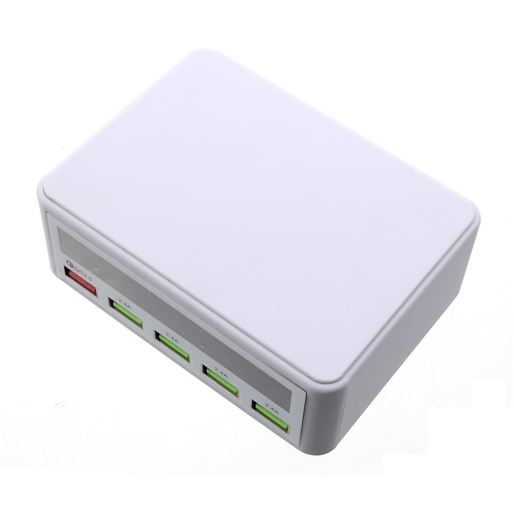 Qualcomm Quick Charge 3.0 Multiple USB Charger with Smart LCD Display - White / US Plug-7