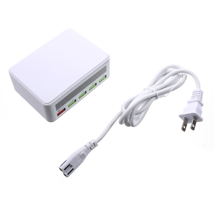 Qualcomm Quick Charge 3.0 Multiple USB Charger with Smart LCD Display - White / US Plug-8
