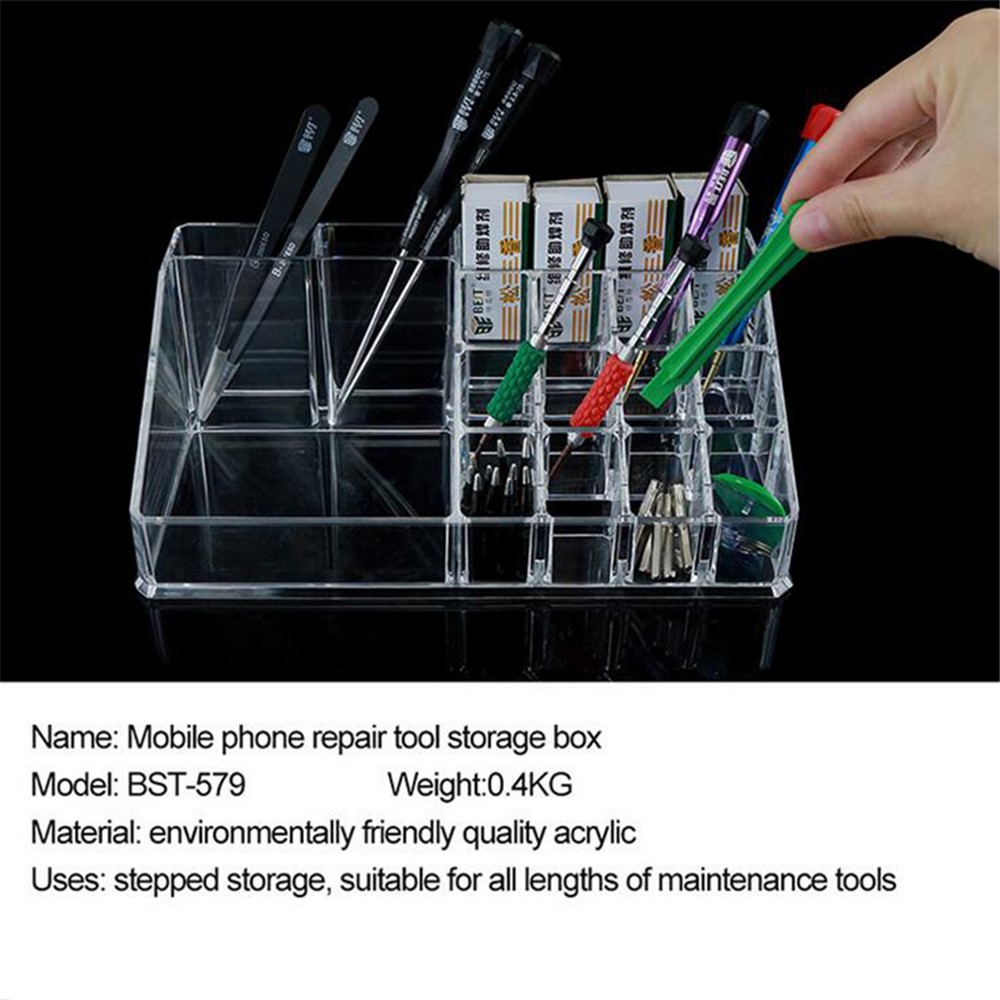 BEST BST-579 Muliti-slot Acrylic Storage Box Holder for Repair Tools-2