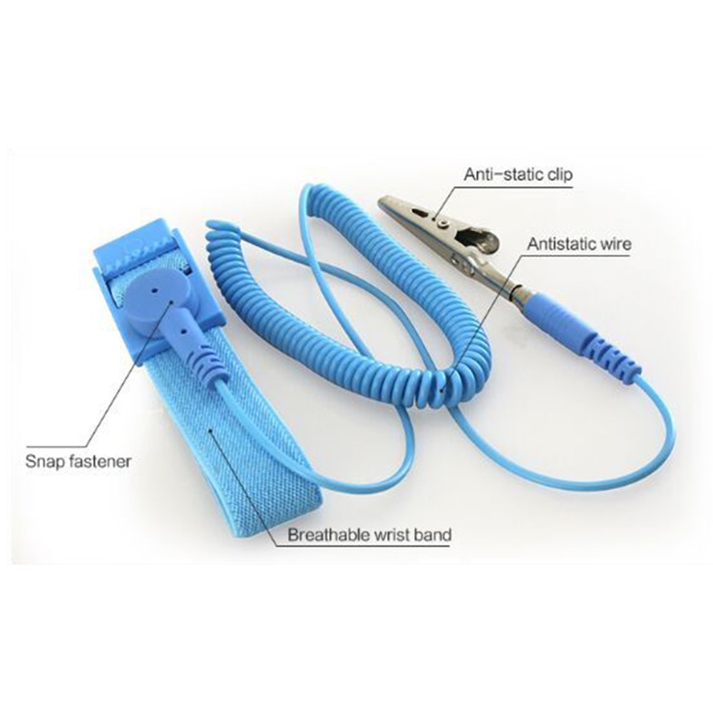 BST Anti Estática ESD Pulseira De Aterramento Pulseira Elástica Ajustável - Azul-2