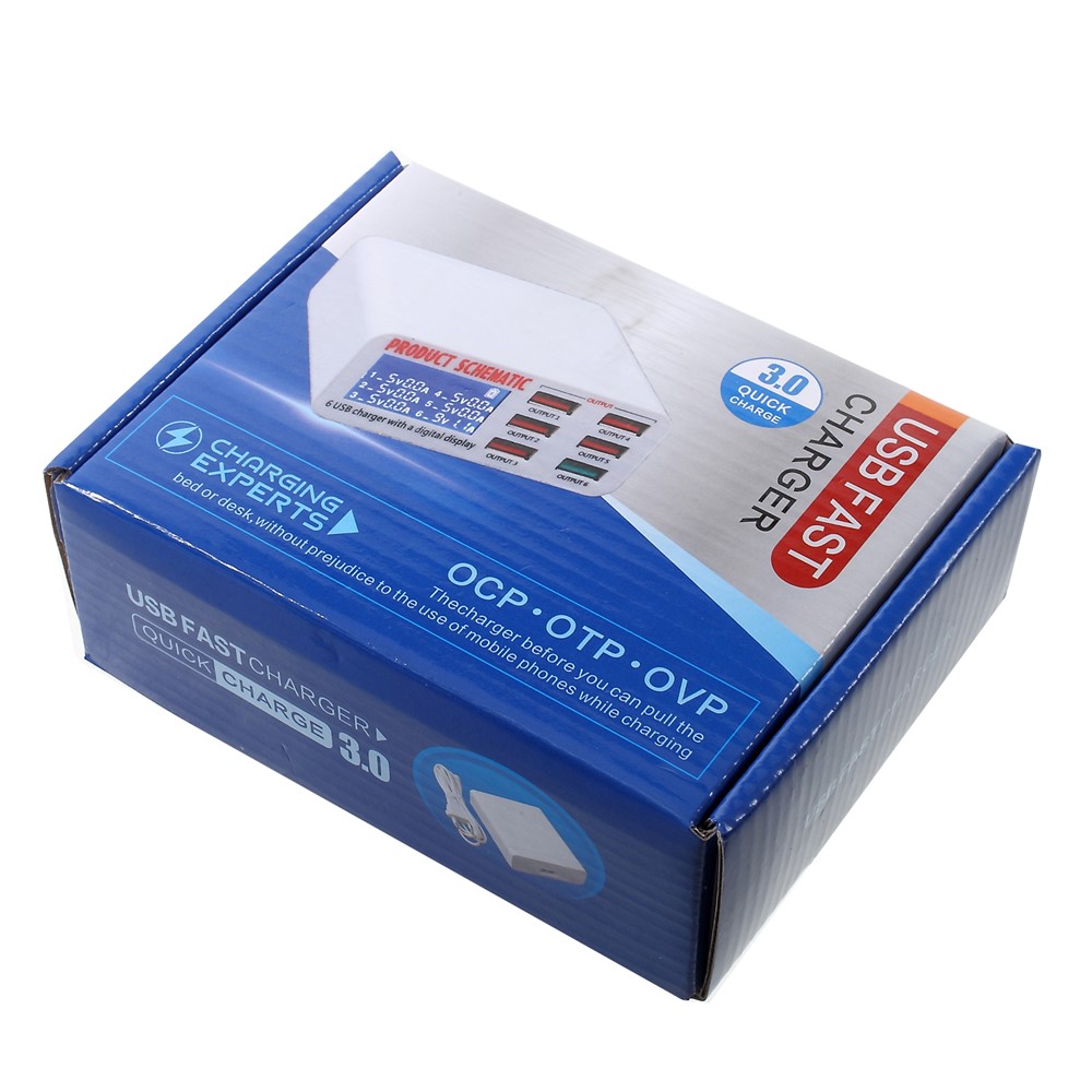 6 USB-Anschluss-Ladegerät Mit Digitaler Anzeige, 30 W Gesamtleistung 5 V / 6 A - EU-Stecker-10