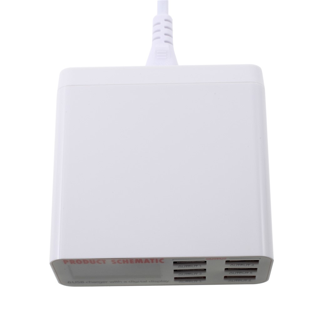 6 USB-Anschluss-Ladegerät Mit Digitaler Anzeige, 30 W Gesamtleistung 5 V / 6 A - EU-Stecker-2