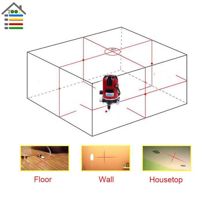 5 Lines 6 Points Laser Level Automatic Self Leveling 360 Degrees Rotation - US Plug-14