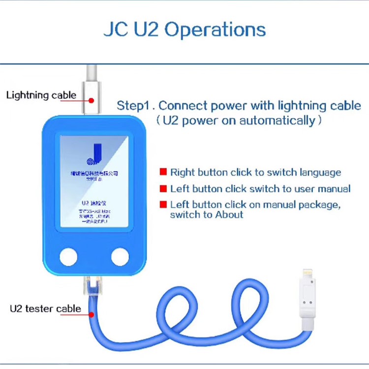 JC U2 Tristar Tester Fast Identification Device Charge IC Fault Fast Tester Detector for iPhone 5s-XS Max-2