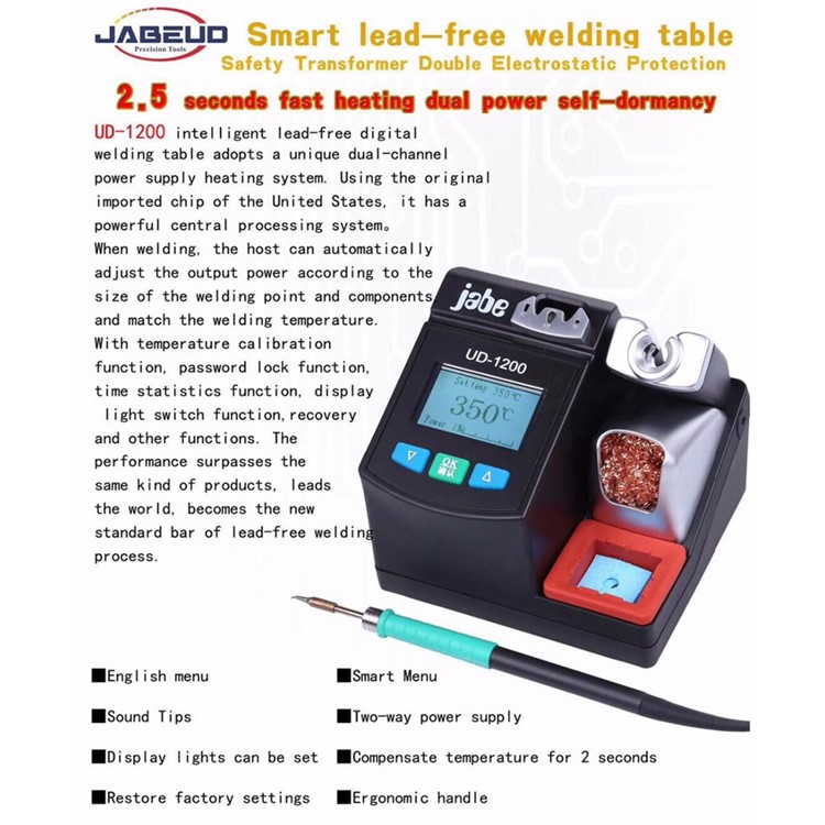 JABE UD-1200 Digital Lead-free 2.5s Telefono Riscaldamento Rapido Riparazione Stazione Di Saldatura Ferro Con Funzione Sleep (220 V)-2