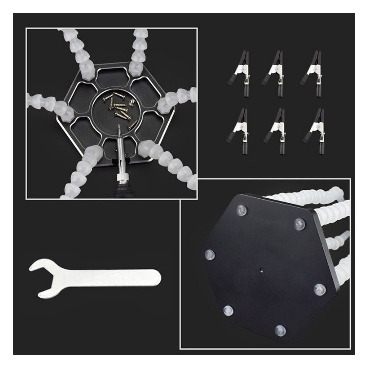 Helfende Hände Mit Lötwerkzeug Für Dritte Hand 6 Flexible Arme 6-Arm-Lötstation Mit Schwenkbarer Krokodilklemme Für RC-Drohne - Weiß-3