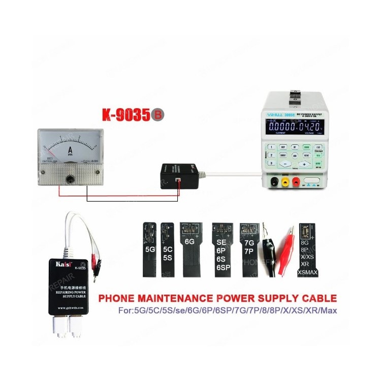 KAISI K-9035B 5G-8P Power Supply Cable with Multimeter for iPhone XS Max / XR / X / XS / 8 Plus / 8-2