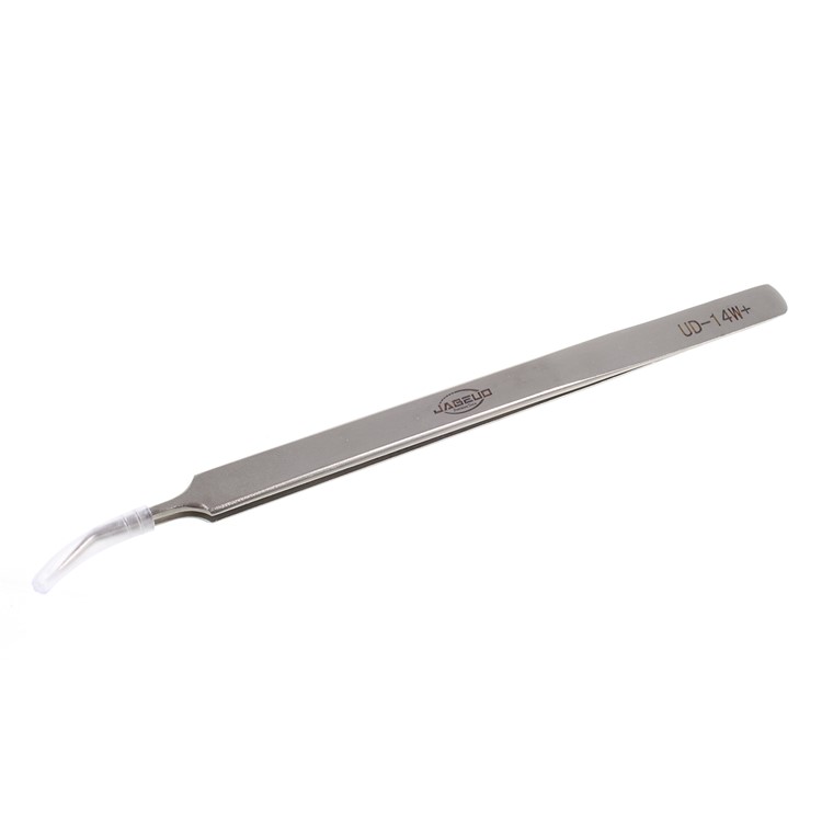 JABEUD UD-14W+ Curved Tip High Precision Stainless Steel Professional Tweezers - Silver-1